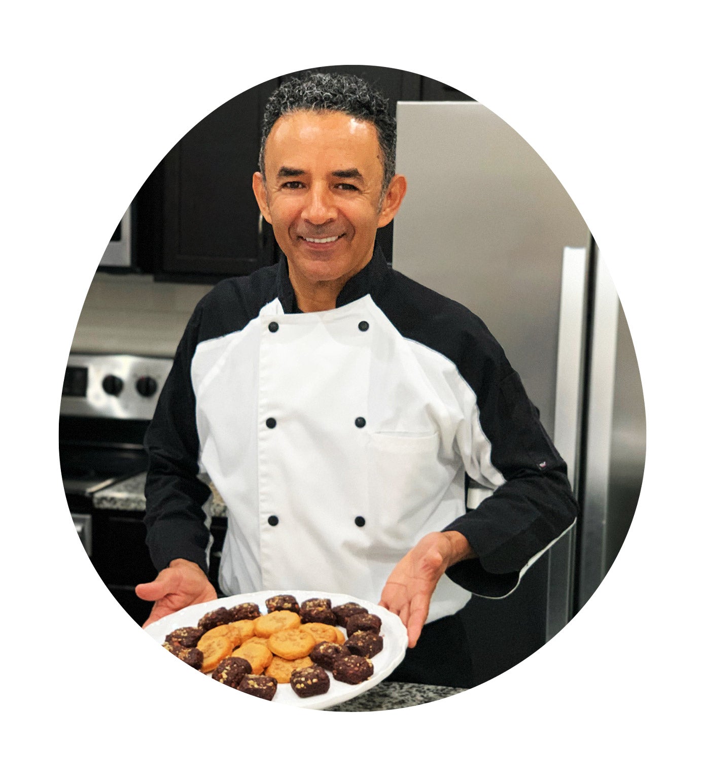 The creator of Chef Castro's Nouvo, Chef Castro, baking gluten free, dairy free, sugar free, low carb cookies and brownies.